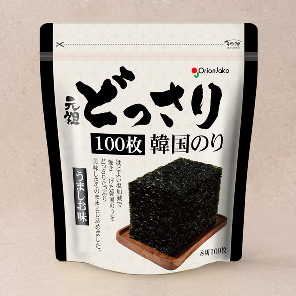 [オリオンジャコー] どっさり韓国のり うましお味 100枚 / 8切×100枚 元祖どっさり韓国のり おつまみ 海苔