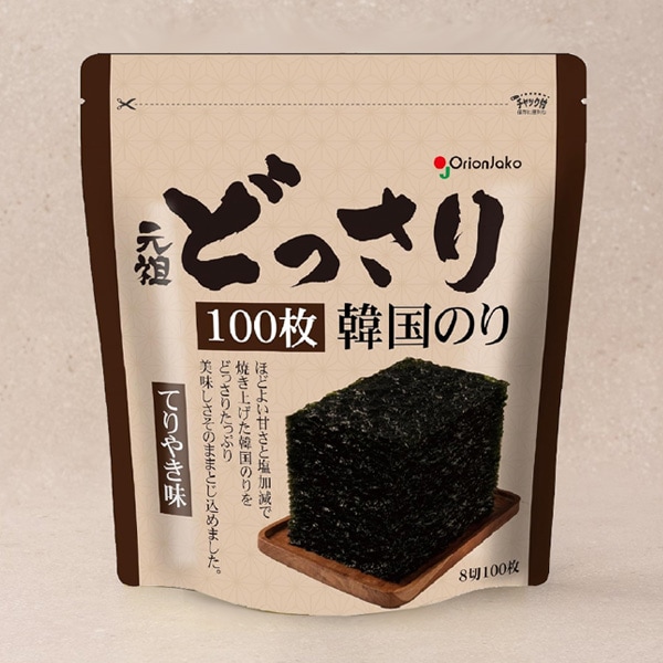 [オリオンジャコー] どっさり韓国のり てりやき味 100枚 / 8切×100枚 元祖どっさり韓国のり おつまみ 海苔
