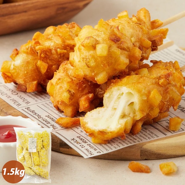 [大容量] ポテトチーズハットグ 10本入 / 1.5kg(150g×10個)  キューブ状のポテトがゴロゴロ 韓国屋台フード ホットドッグ 韓国おやつ (冷凍)
