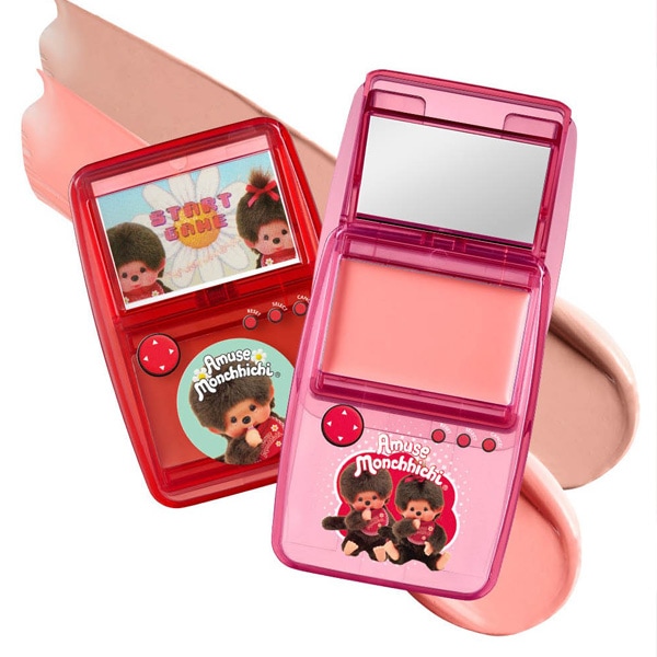 AMUSE × モンチッチ ゲーム機 リップ＆チーク ヘルシーバーム / 本品＋パフ付き モンチッチコラボ チーク バーム 韓国コスメ #ネコポス