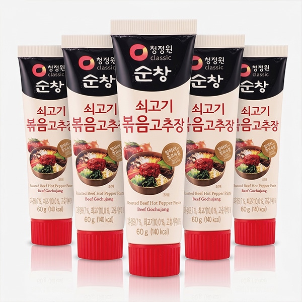 [清浄園] スンチャン 牛肉入り炒めコチュジャン 5本セット / 60g×5個 チューブ味付け キャンプ用 牛そぼろ入り #ネコポス