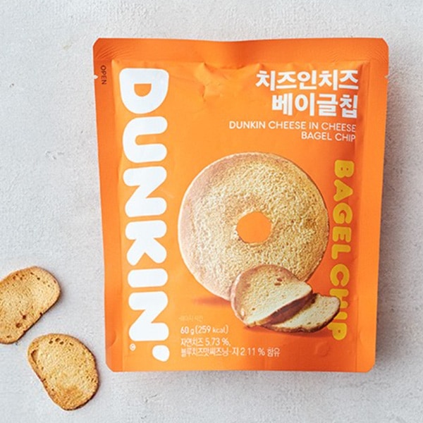 [DUNKIN] ダンキンドーナツ ベーグルチップ チーズインチーズ / 60g 韓国お菓子 おやつ サクサク ノンフライ コーヒーのお供 焼き菓子