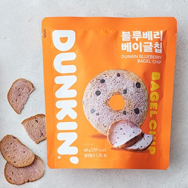 [DUNKIN] ダンキンドーナツ ベーグルチップ ブルーベリー味 / 60g 韓国お菓子 おやつ サクサク ノンフライ コーヒーのお供 焼き菓子