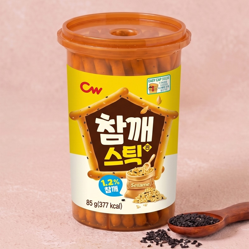 [CW] チョンウ ごまスティック / 85g 韓国スナック アスパラガス 黒ごま 甘さ控えめ ビスケット菓子