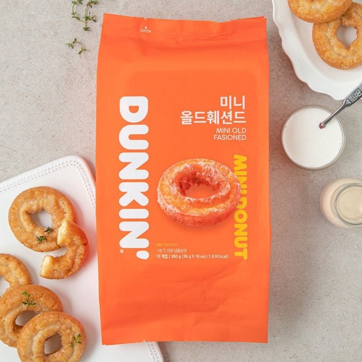 [DUNKIN] ダンキンドーナツ ミニ オールドファッション ドーナツ / 360g(10個入) 韓国お菓子 外はザクザク 内側はしっとり やさしい甘さの生地 ドーナツ  (冷凍）