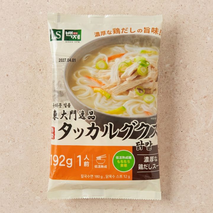 [白斎] タッカルグクス 東大門逸品 / 192g 鶏だしスープ もちもち麺 鶏ガラ ヘルシー麺 カルグクス 手打ちうどん 韓国麺