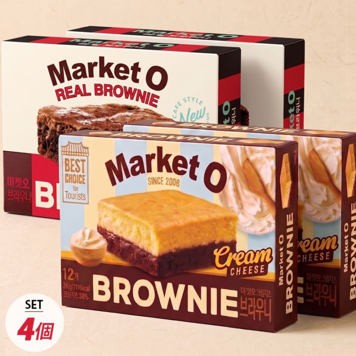 [オリオン] ORION リアルブラウニー 2個 + クリームチーズ +2個 / 240g(20g×12p)×4個 マーケットオー 韓国濃厚ブラウニー 濃厚なカカオ クリーミーなチーズ 韓国チョコ