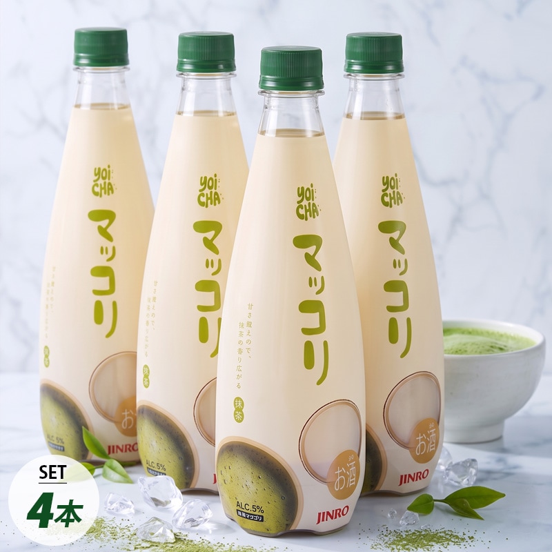 [眞露] JINRO YOICHA マッコリ 抹茶 4本セット / 650ml×4本 抹茶味 韓国酒 にごり酒 抹茶風味 甘さ控えめ 低アルコール 乳酸菌を育てる まっこり