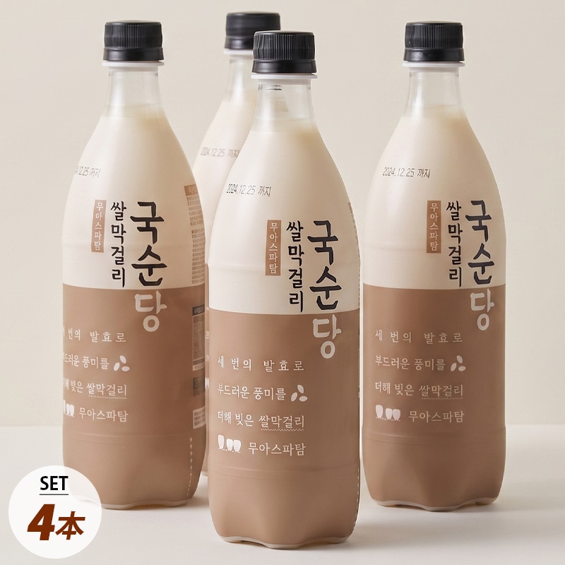 [麹醇堂] 米マッコリ 4本セット / 750ml×４本 Alc.6％ まろやかな飲み心地 まっこり 生米発酵 伝統酒 韓国お酒 グッスンダン