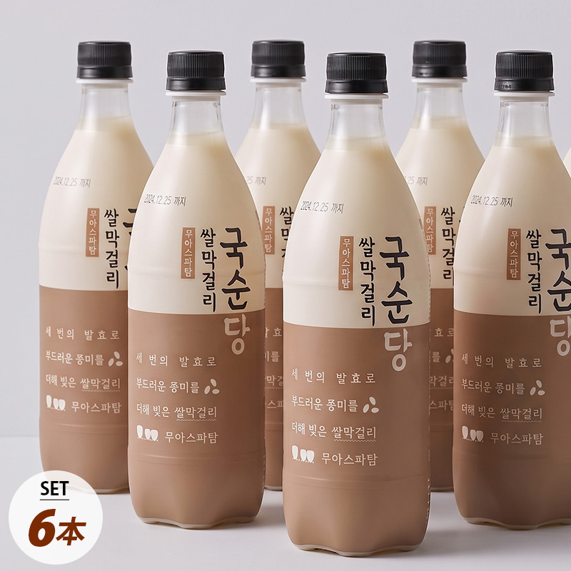 [麹醇堂] 米マッコリ 6本セット / 750ml×6本 Alc.6％ まろやかな飲み心地 まっこり 生米発酵 伝統酒 韓国お酒 グッスンダン