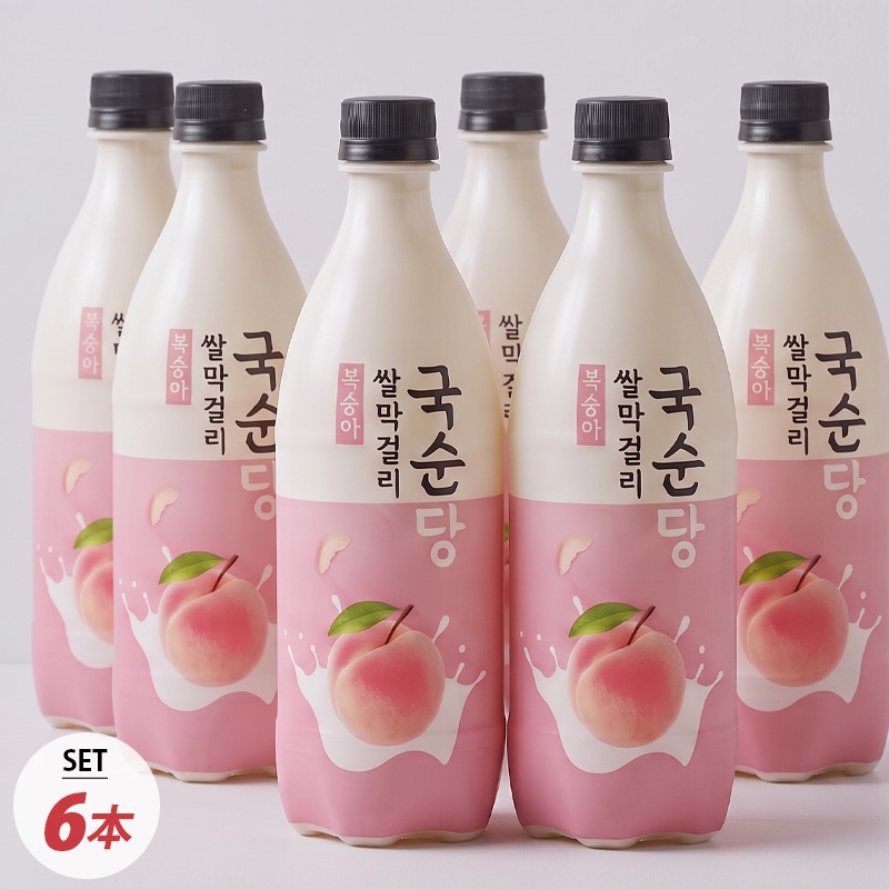 [麹醇堂] 米マッコリ もも ピーチ 6本セット / 750ml×6本 Alc.3％ 桃マッコリ 桃の果汁 乳酸菌 桃マッコリ 伝統酒 韓国お酒 グッスンダン