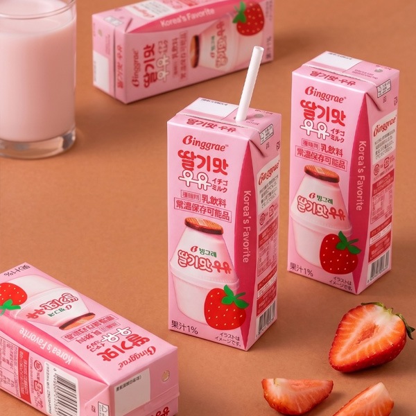 ビングレ] バナナミルク イチゴミルク 1箱+1箱セット / 2箱(200ml×48個