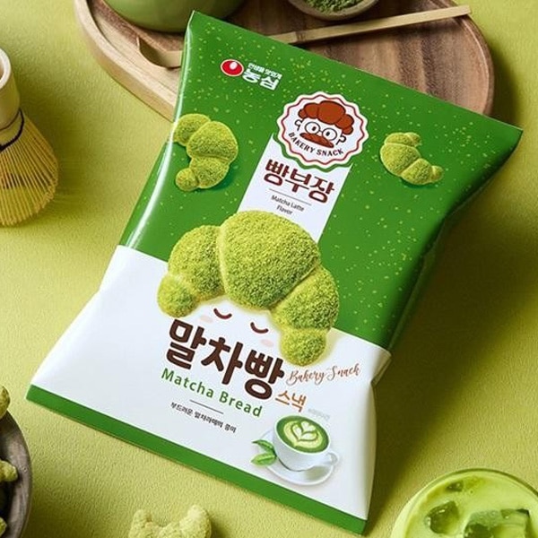 農心] パン部長 抹茶パン / 55g 抹茶味 ロワッサン形 スナック 抹茶