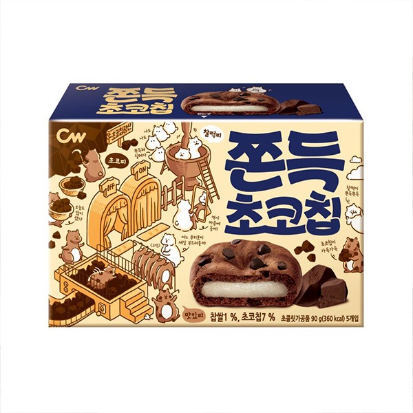 CW] チョンウ もちもちチョコチップ/ 1BOX (90g×4個) 餅クッキー