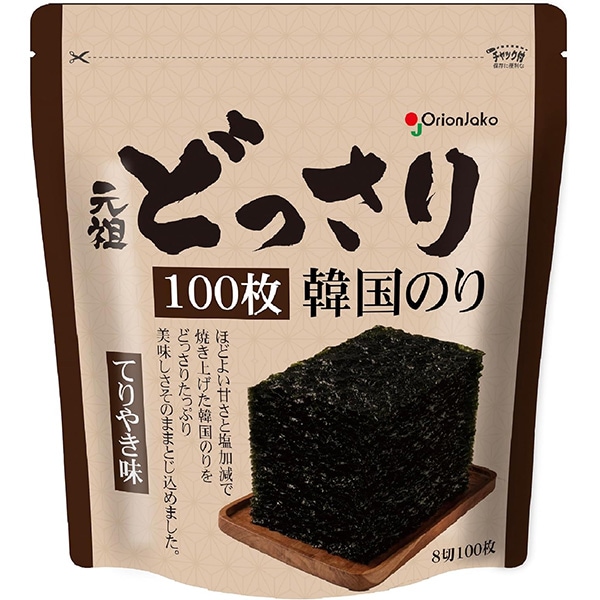 オリオンジャコー] どっさり韓国のり てりやき味 100枚 / 8切×100枚