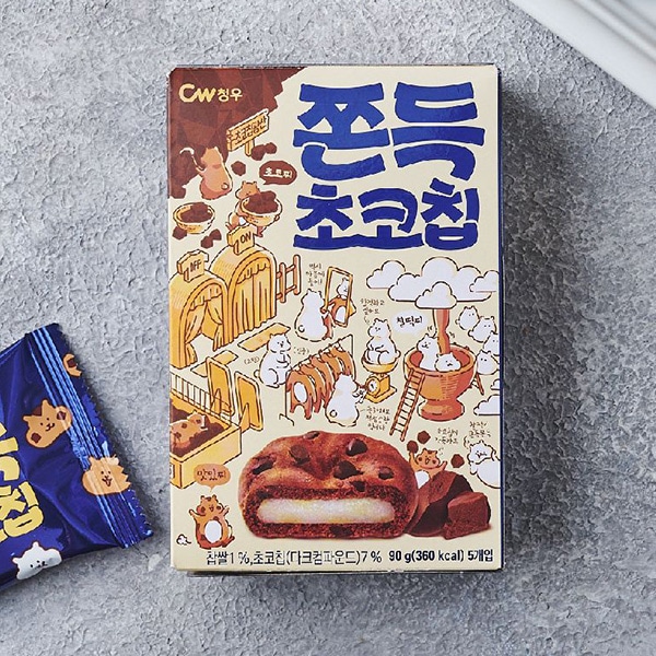 CW] チョンウ もちもちチョコチップ/ 1BOX (90g×18個) 餅クッキー