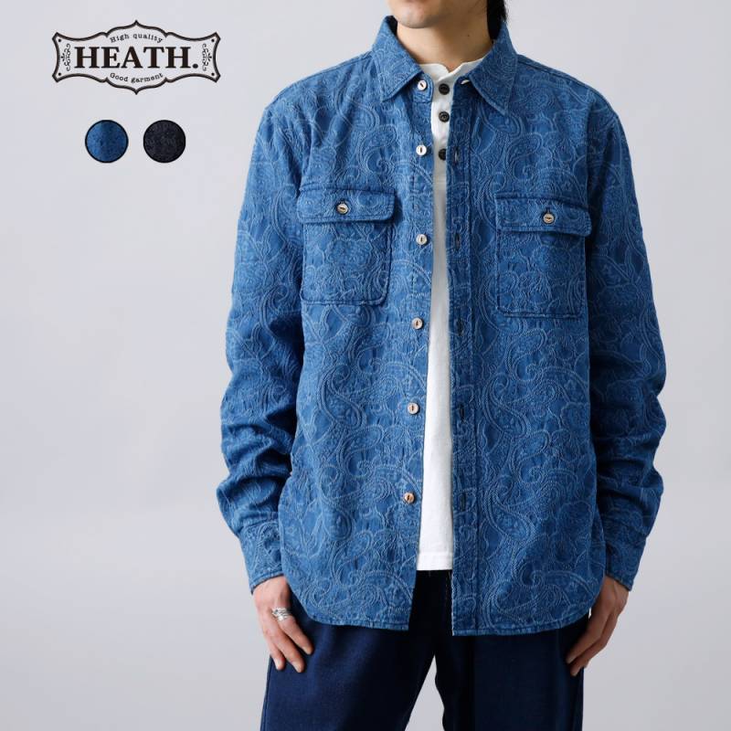 【BLUEPORT】INDIGO JACQUARD SHIRTオリジナル インディゴ ジャカードシャツ 