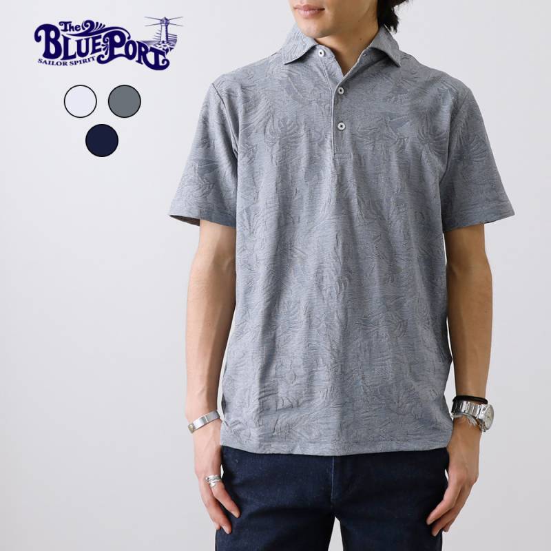 【期間限定 25%OFF！】【BLUE PORT】LINKS BOTANICAL POLOボタニカル柄 リンクス編みポロシャツ