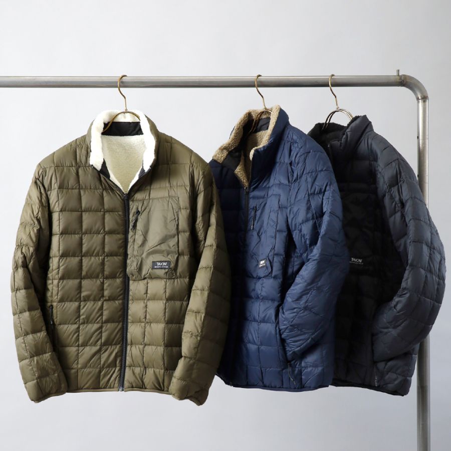 TAION（タイオン）マウンテン リバーシブル ハイネック ライトダウン×ソフトボア ジャケット