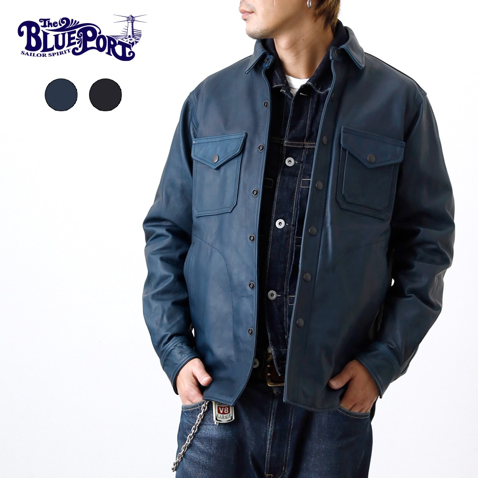 BLUE PORT】COW LEATHER SHIRT JACKETカウレザー シャツジャケット