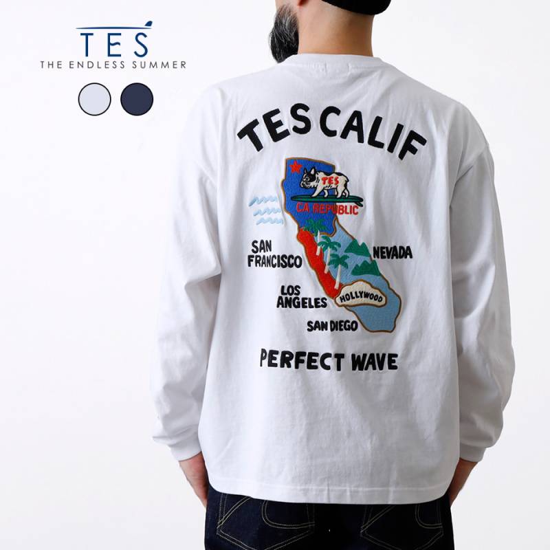 【TES】C-24774305 CALIFORNIA EMB LONG SLEEVEカリフォルニア刺繍ロンT
