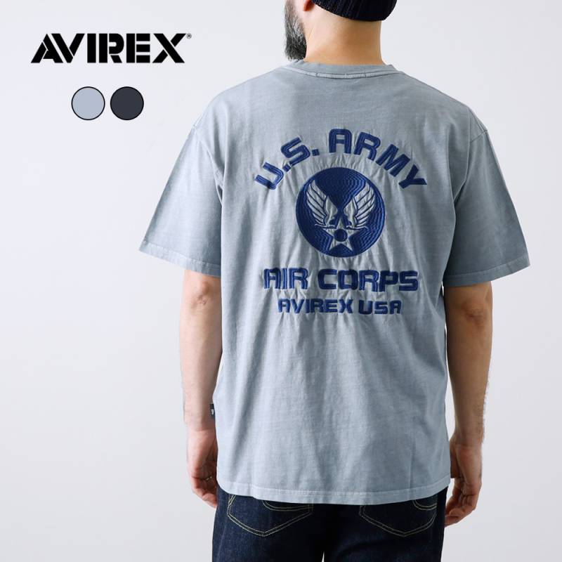 【AVIREX】 FADE WASH EMBROIDERY T-SHIRT フェイドウォッシュ 刺繍Tシャツ