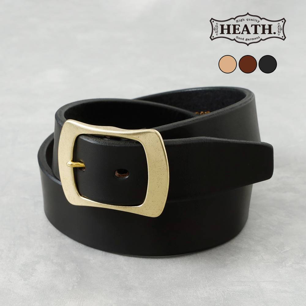 H IGH CLAS黒レザーベルト HEATH】42mm BENZ LEATHER WIDE BELT べンズレザー ワイドベルト