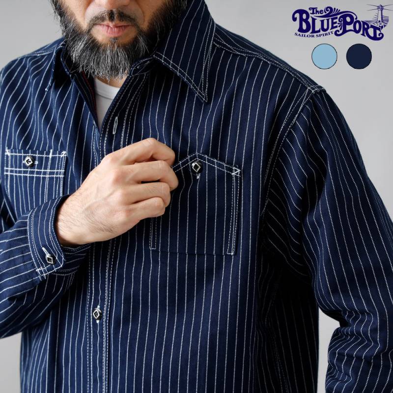 【BLUEPORT】INDIGO WABASH 40's WORK SHIRT インディゴウォバッシュワークシャツ