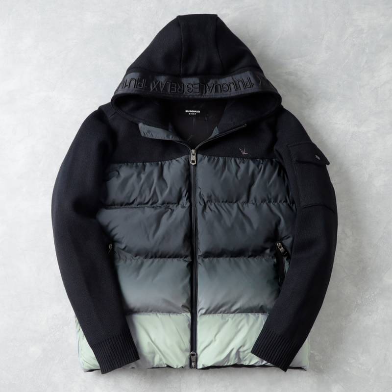 1PIU1UGUALE3 RELAX（ウノピゥウノウグァーレトレ リラックス）グラデーションニットコンビパデッドジャケット