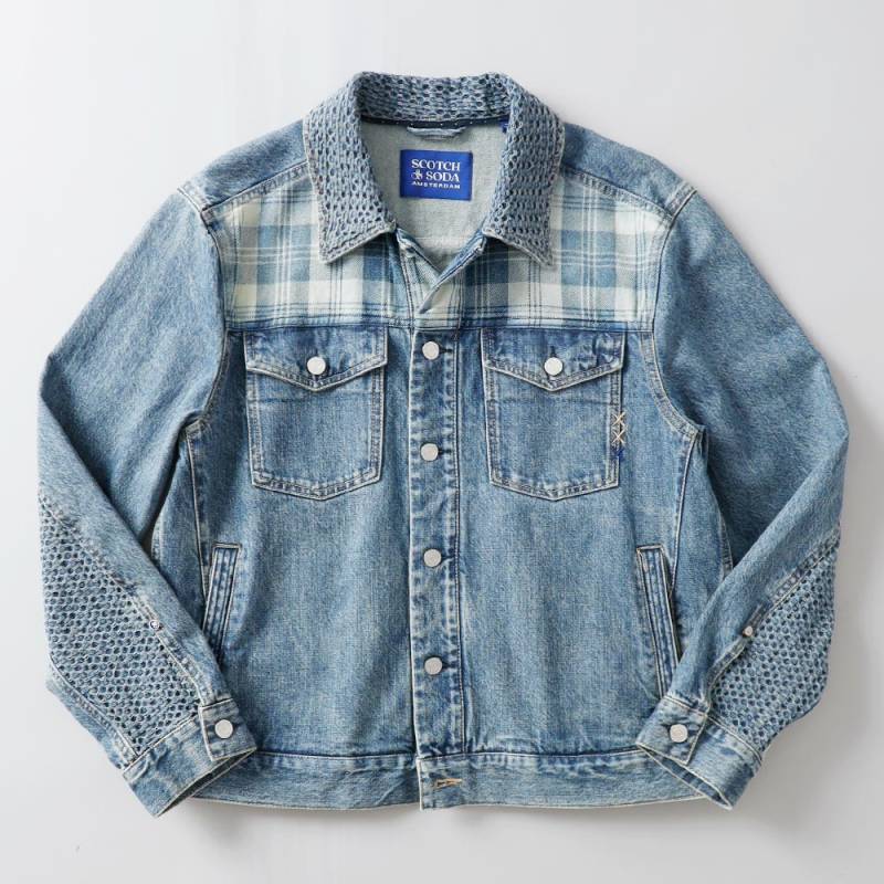 SCOTCH & SODA デニムジャケット SCOTCH & SODA（スコッチアンドソーダ）チェック切替デニムジャケット