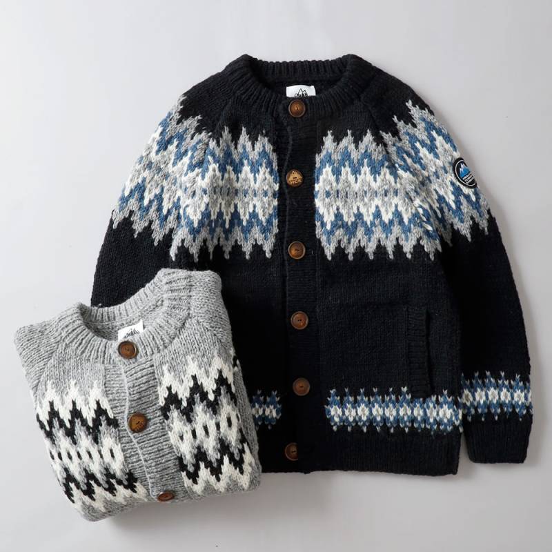 <アウトレット＞売り切り終了アイテムのため10%OFF！◆ HIMALAYAN CLIMBER'S HAND-KNIT（ヒマラヤン クライマーズ ハンドニット）ジャガ－ド柄 クル－カ－ディガン