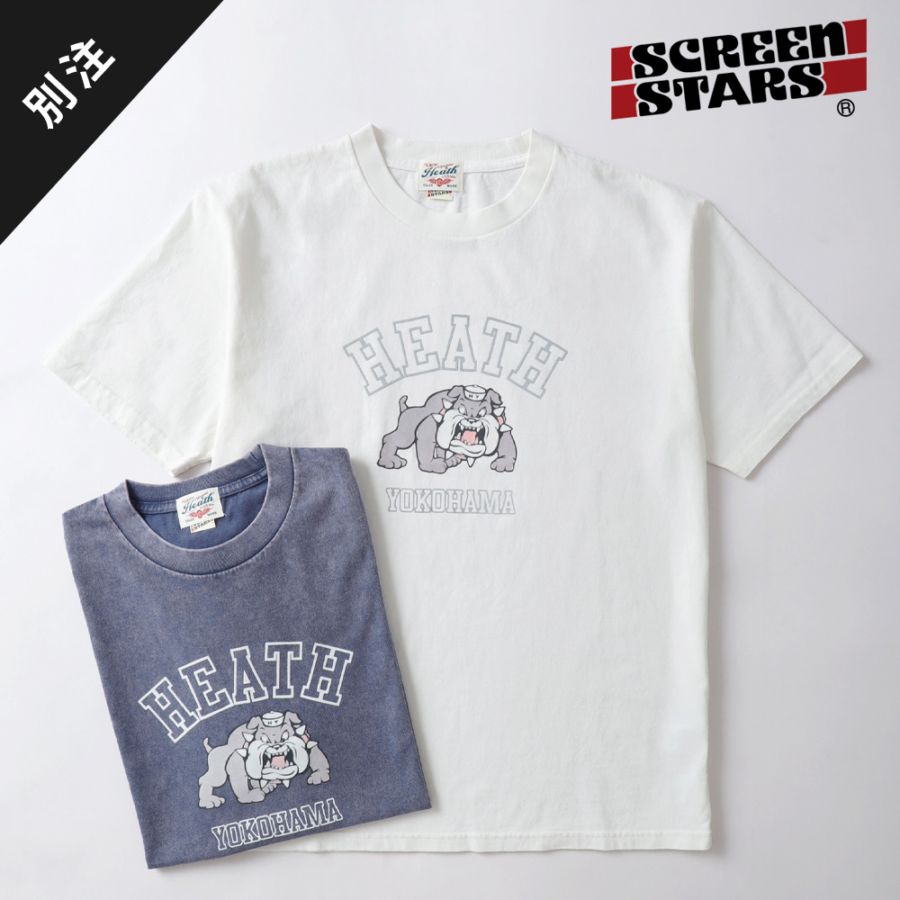 HEATH（ヒース）SCREEN STARS 別注  退色加工フロッキープリントTシャツ 
