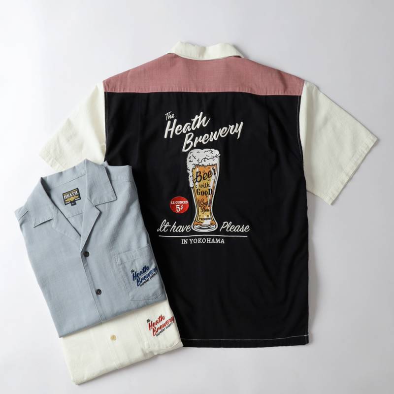 HEATH（ヒース）BEER刺繍 オープンカラーシャツ