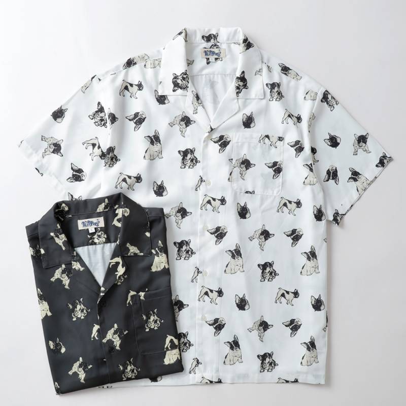 BLUEPORT（ブルーポート）フレブル総柄 オープンカラーシャツ