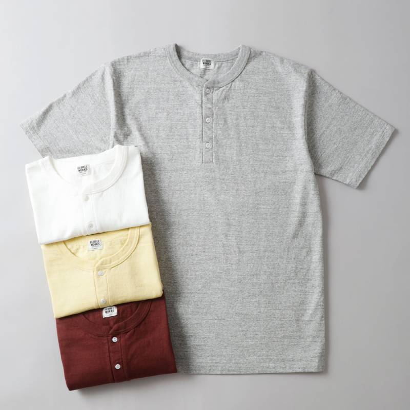 DUBBLE WORKS（ダブルワークス）FALLEN COTTON MID WEIGHT ヘンリーネックT