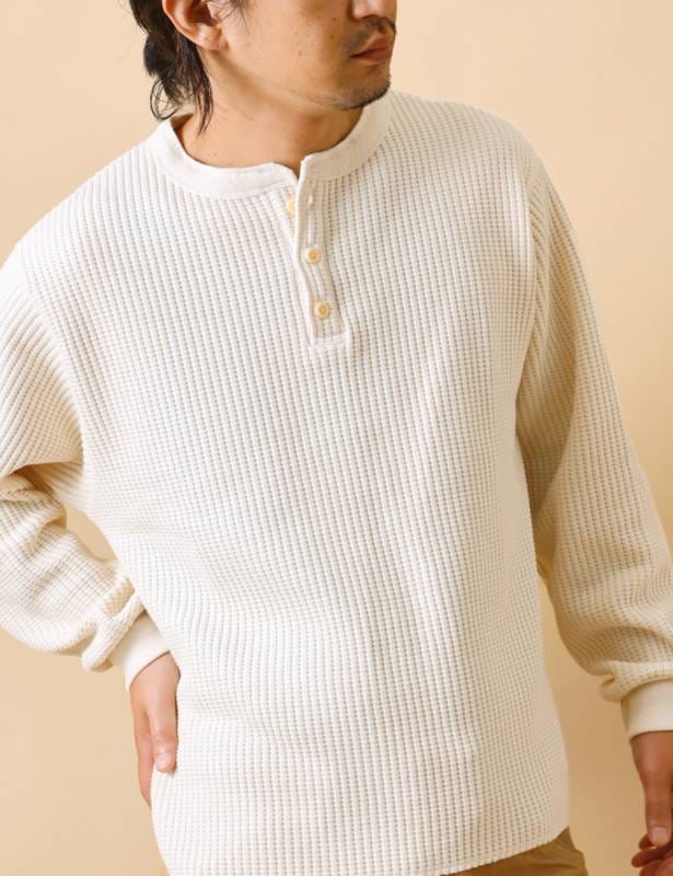 HEATH｜Waffle henley neck 