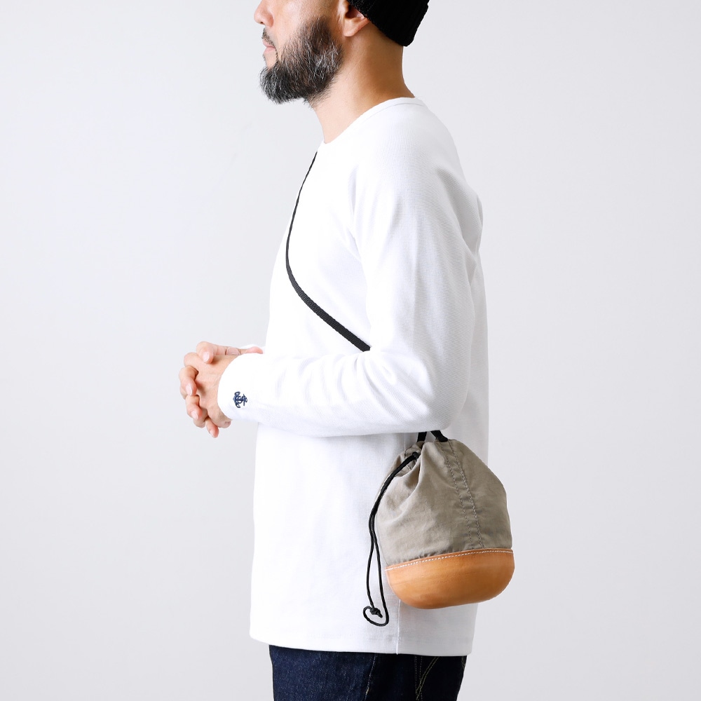 【Butler Verner Sails】MOLDED LEATHER MINI BAG モールドレザー巾着ナイロンショルダー