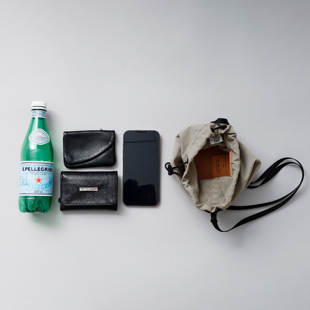 【Butler Verner Sails】MOLDED LEATHER MINI BAG モールドレザー巾着ナイロンショルダー