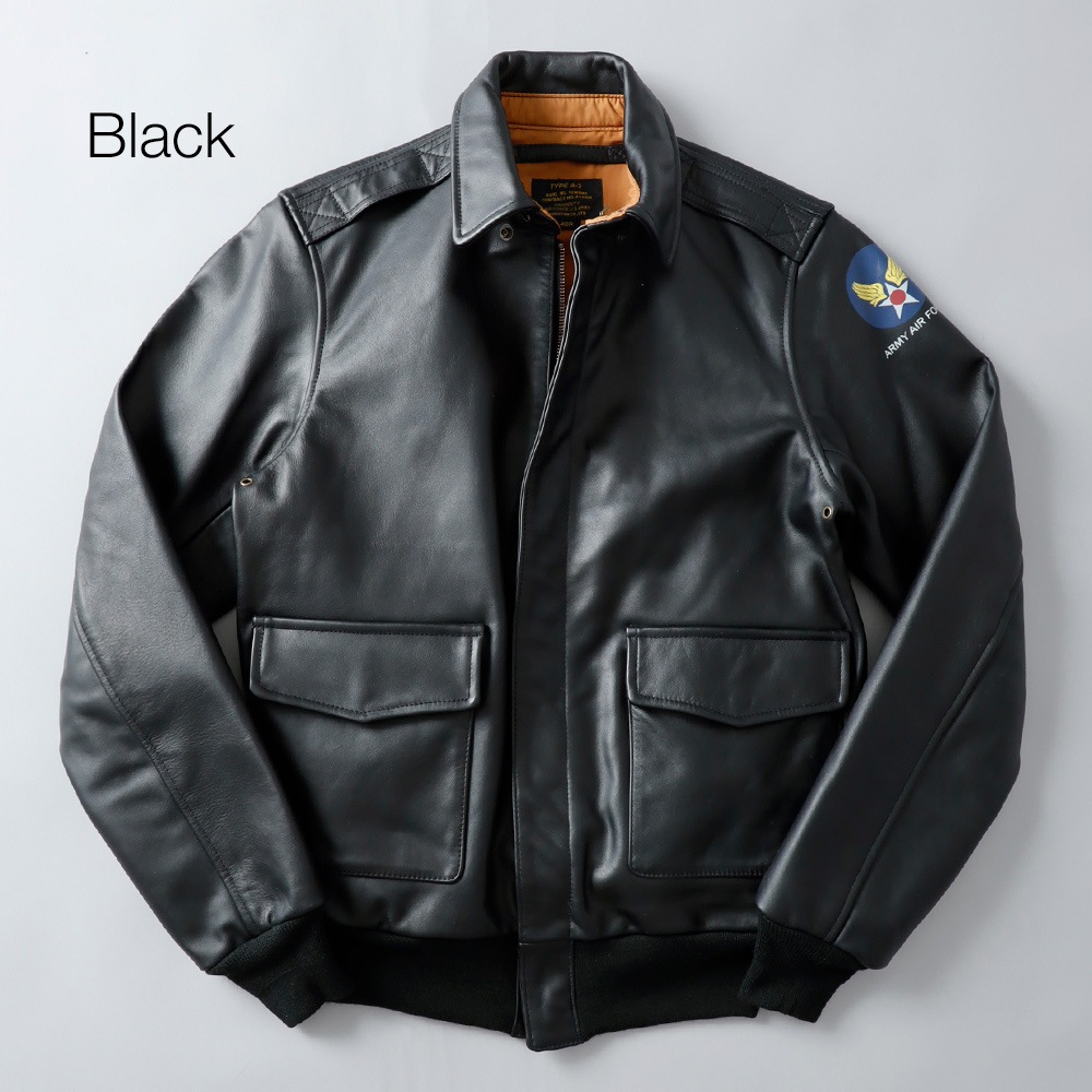 HOUSTON ヒューストン A-2 レザージャケット ブラック HOUSTON（ヒューストン） レザージャケット 革ジャン メンズ A-2 A2 US