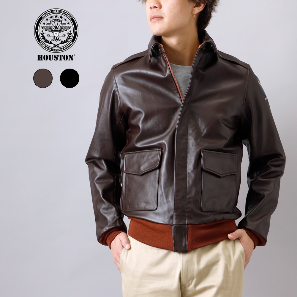 【極美品】HOUSTON A-2 フライトレザージャケット L ダークブラウン HOUSTON（ヒューストン）A-2 ホースハイド フライトジャケット