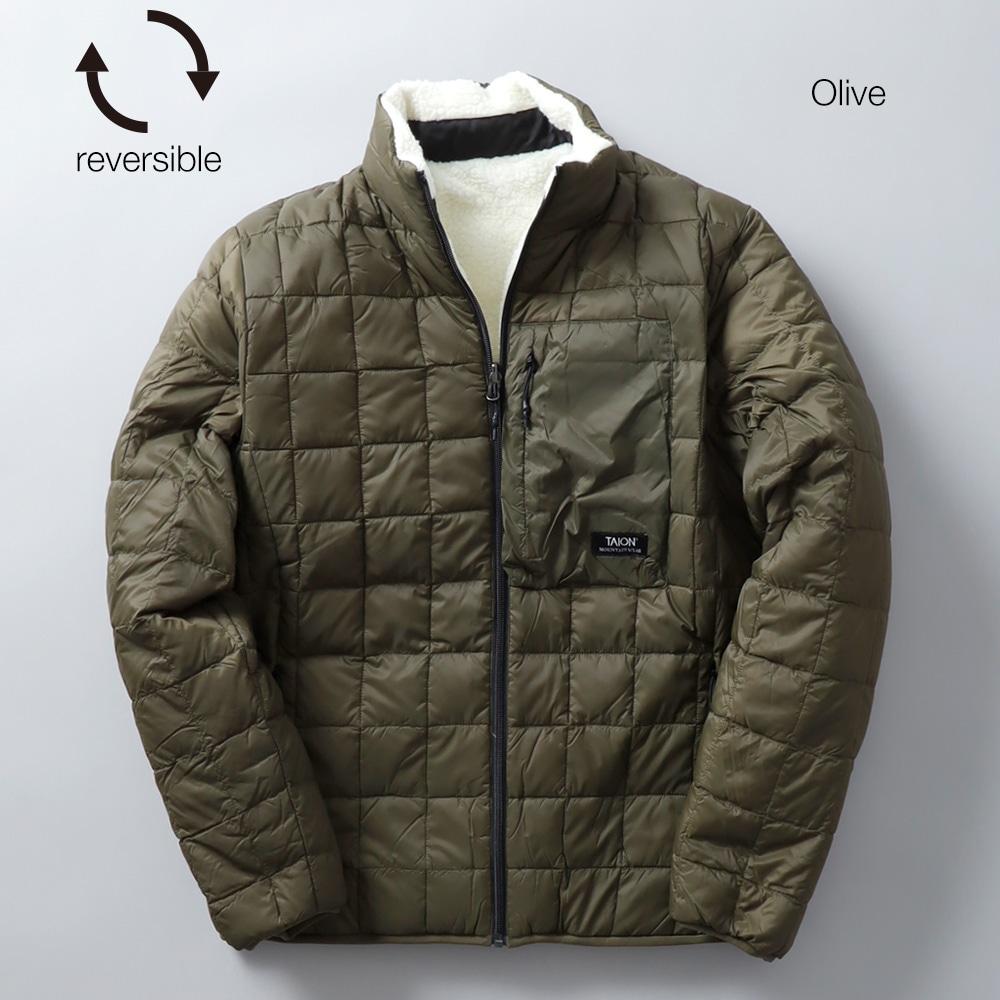 TAION(タイオン)マウンテン リバーシブル ハイネック ライトダウン×ソフトボア ジャケット