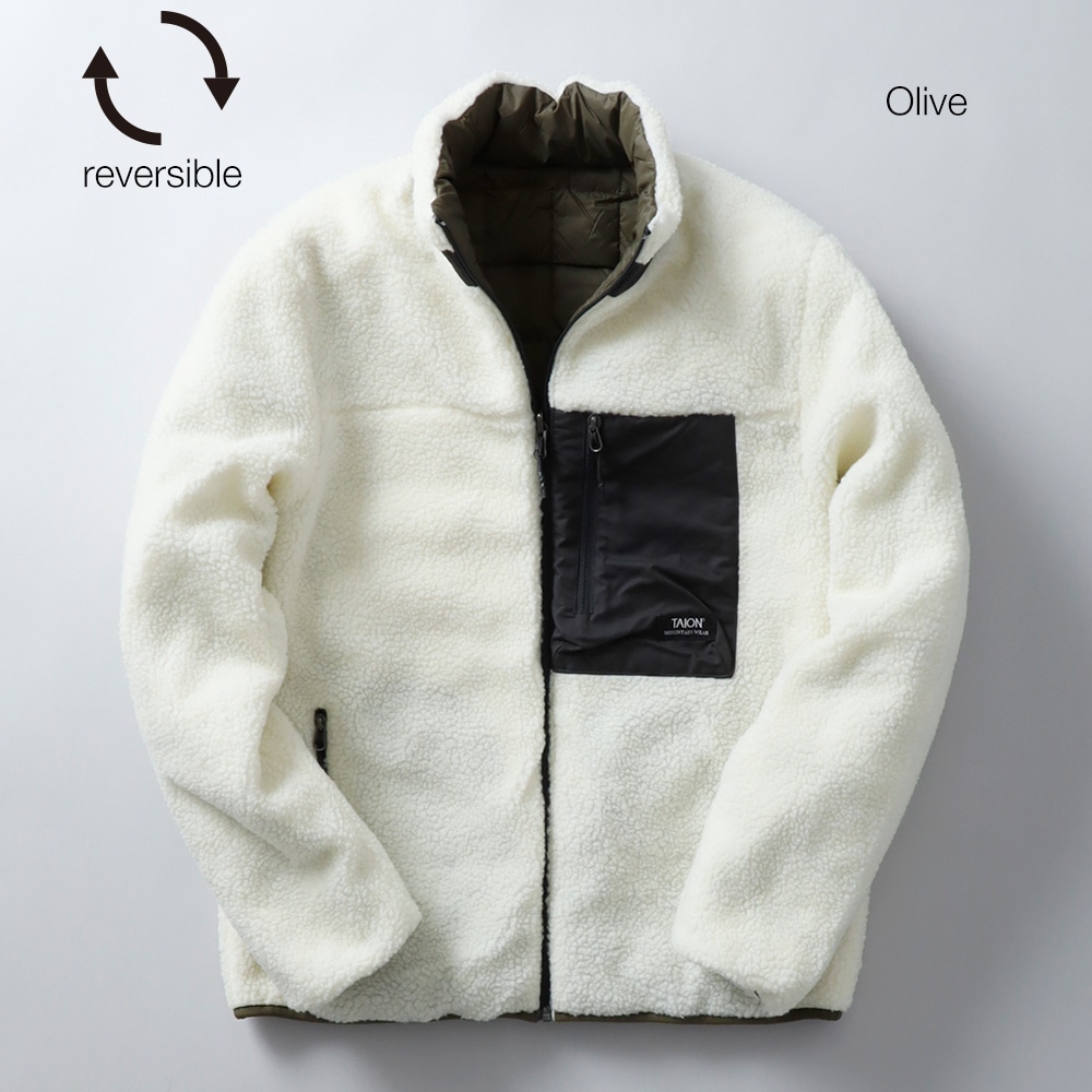 TAION(タイオン)マウンテン リバーシブル ハイネック ライトダウン×ソフトボア ジャケット