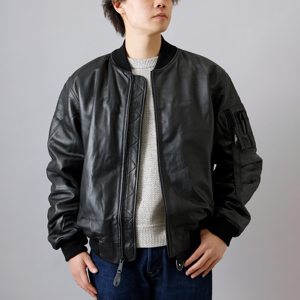 アルファインダストリーズ　MA-1 本革　レザー　L 楽天市場】【直営店限定】レザーMA-1ダウン/本革／アルファ