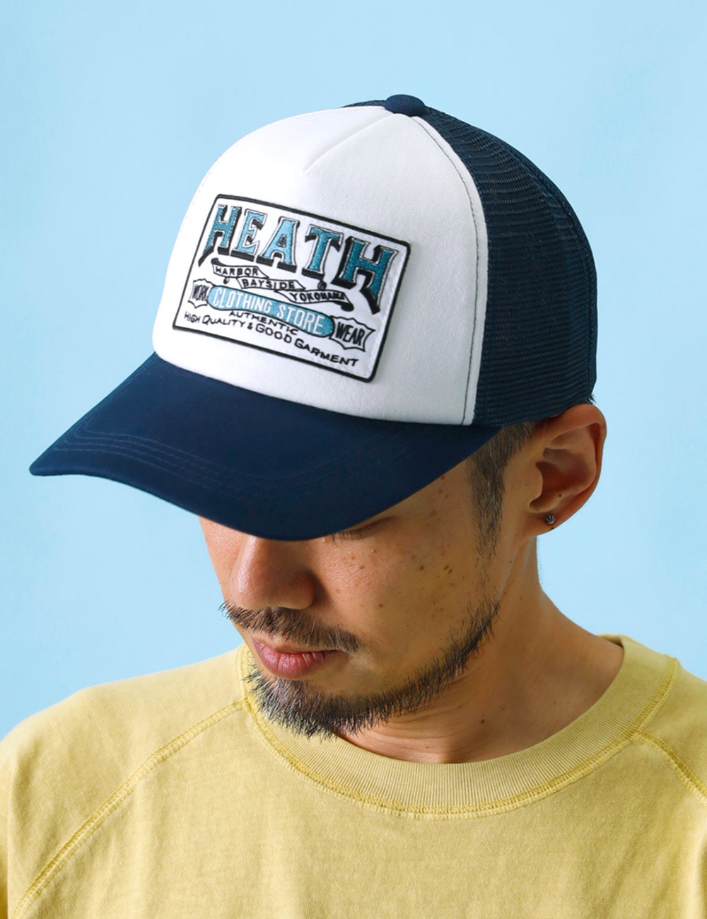 対象アイテム2点お買い上げで10%・3点お買い上げで20%OFF！ HEATH｜刺繍ワッペンメッシュキャップ  