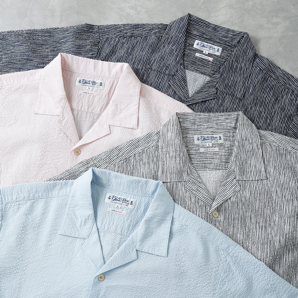  【BLUEPORT】SEERSUCKER SHIRT国産シアサッカーシャツ