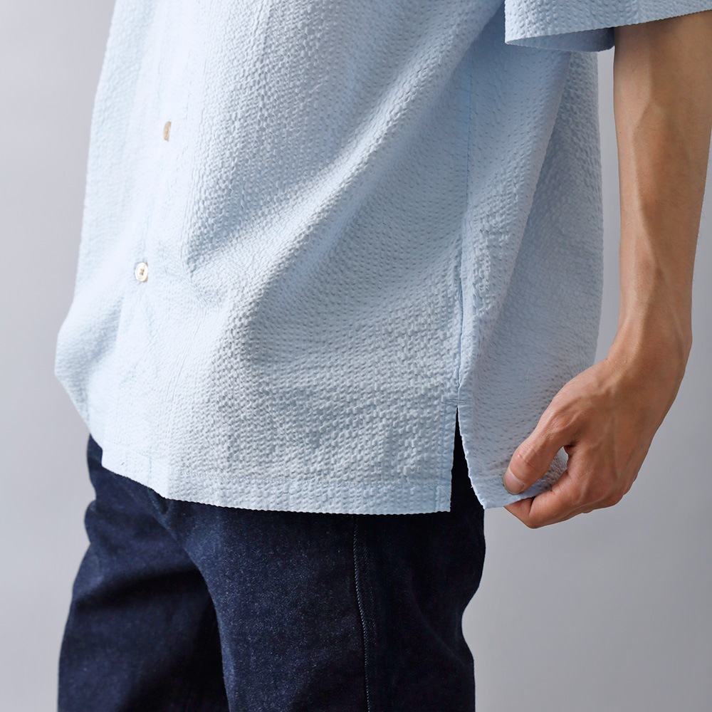  【BLUEPORT】SEERSUCKER SHIRT国産シアサッカーシャツ