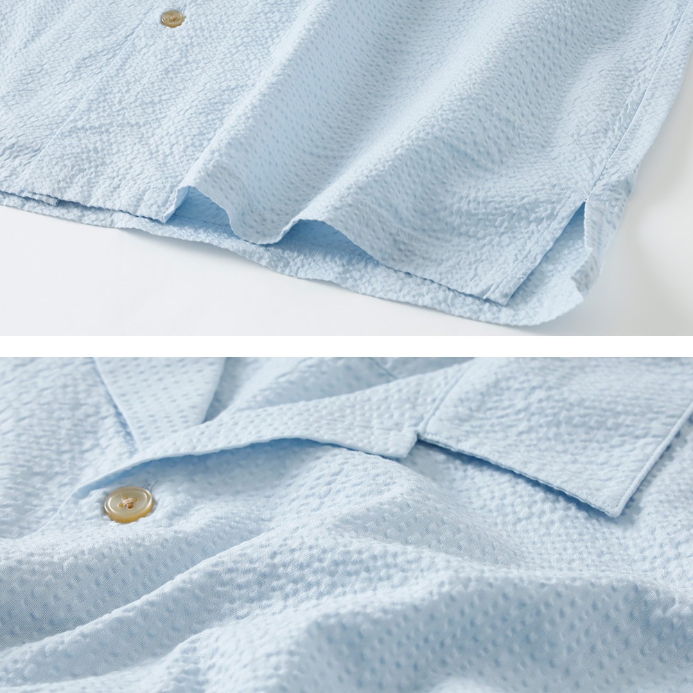  【BLUEPORT】SEERSUCKER SHIRT国産シアサッカーシャツ