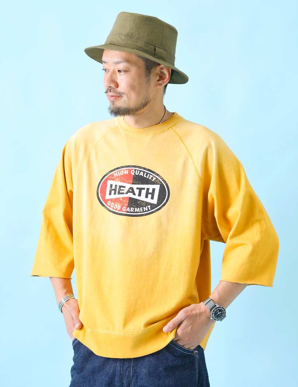 HEATH×SCREEN STARS｜別注サンバーンド七分袖Tシャツ 