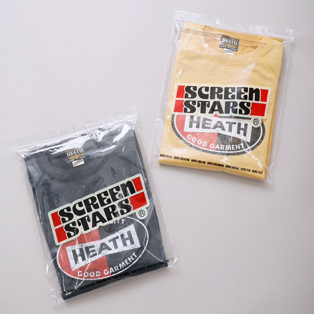HEATH（ヒース）SCREEN STARS 別注 サンバーンド 五分袖ラグラン プリントTシャツ 