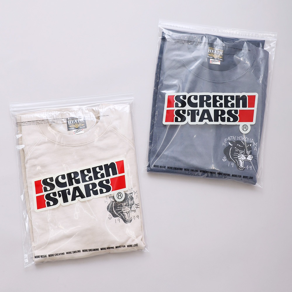 HEATH（ヒース）SCREEN STARS サンバーンド コラボ  五分袖ラグラン プリントTシャツ